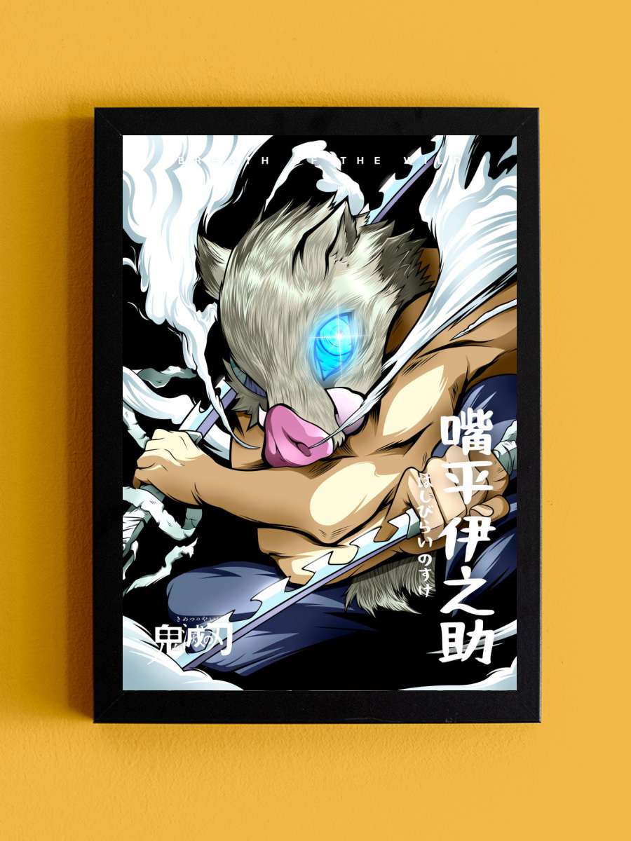 Anime Demon Slayer Inosuke Anime Tablo Siyah Çerçeveli Yüksek Kalite Anime Duvar Poster Tablo - En İyi Fiyatlarla