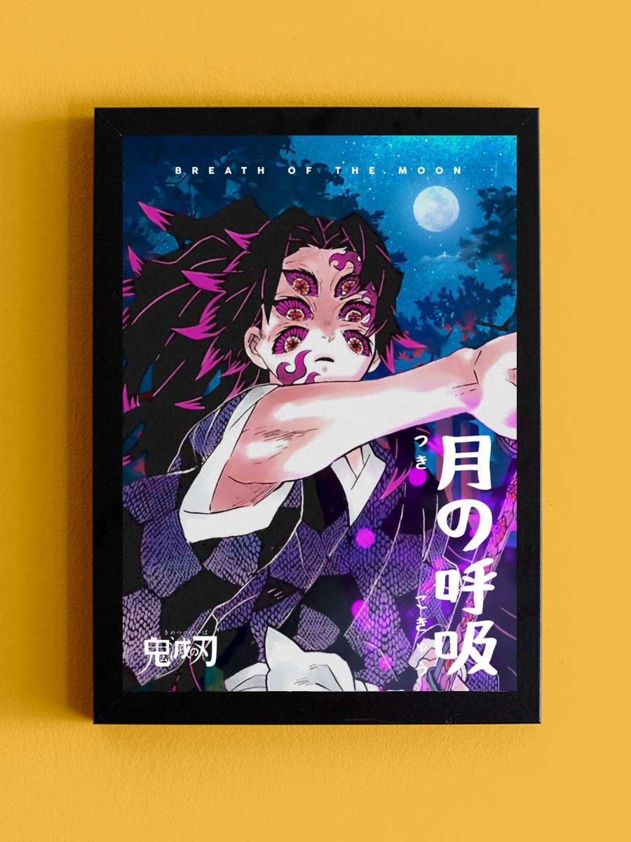 Anime Demon Slayer Moon Anime Tablo Siyah Çerçeveli Yüksek Kalite Anime Duvar Poster Tablo - En İyi Fiyatlarla