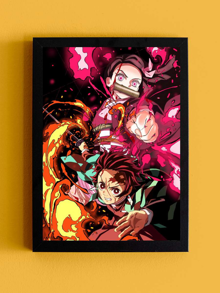 Anime Demon Slayer Anime Tablo Siyah Çerçeveli Yüksek Kalite Anime Duvar Poster Tablo - En İyi Fiyatlarla