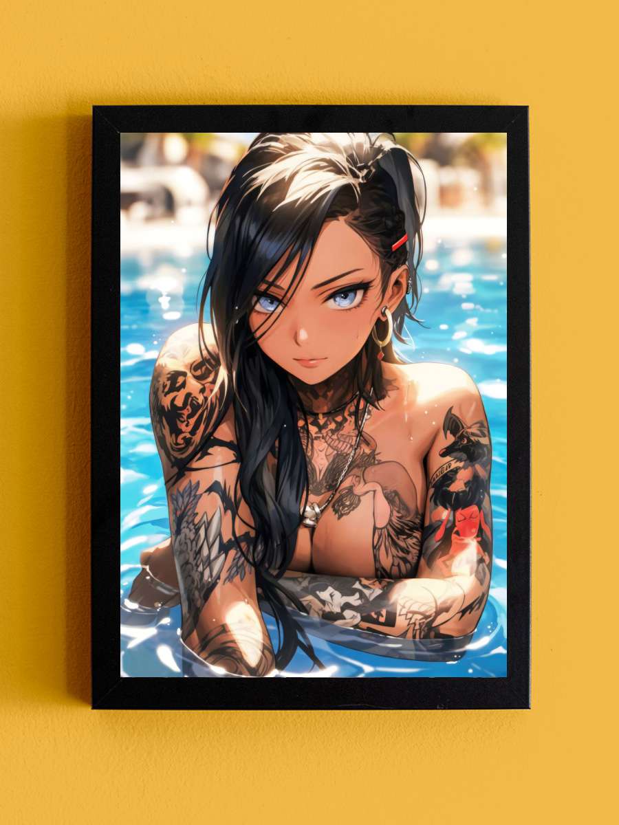 Anime Girl in the Pool Anime Tablo Siyah Çerçeveli Yüksek Kalite Anime Duvar Poster Tablo - En İyi Fiyatlarla