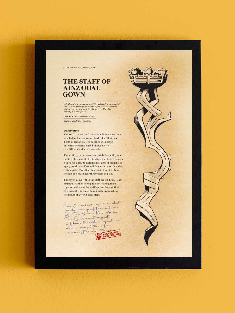 Anime Item Staff of Ainz Anime Tablo Siyah Çerçeveli Yüksek Kalite Anime Duvar Poster Tablo - En İyi Fiyatlarla