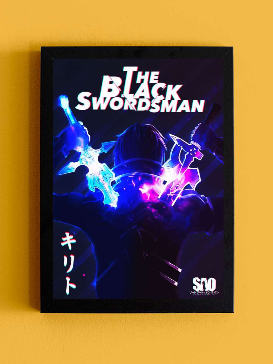 Anime SAO Kirito Anime Tablo Siyah Çerçeveli Yüksek Kalite Anime Duvar Poster Tablo - En İyi Fiyatlarla