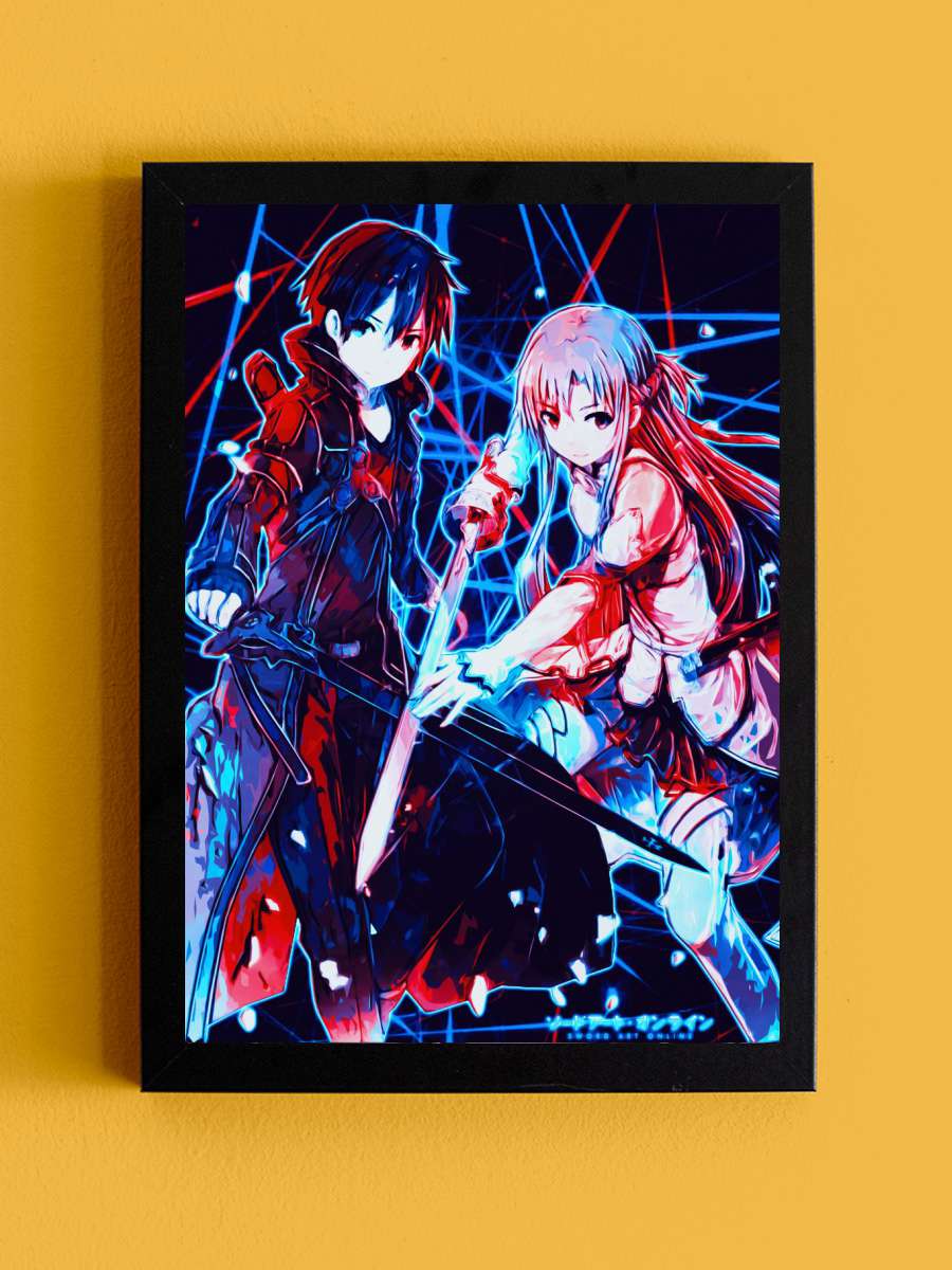 Anime SAO Kirito X Asuna Anime Tablo Siyah Çerçeveli Yüksek Kalite Anime Duvar Poster Tablo - En İyi Fiyatlarla