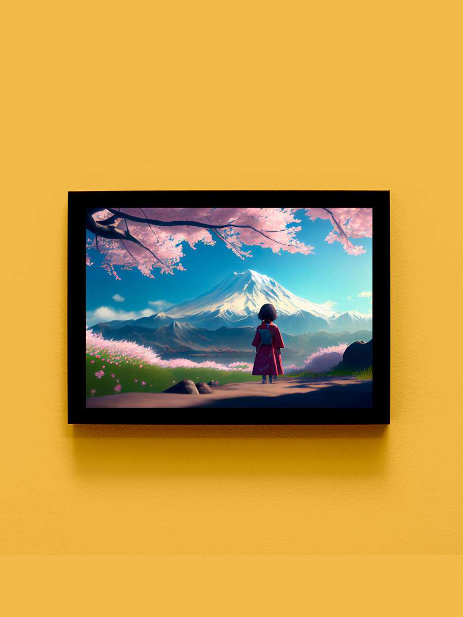 Asian Girl Landscapes Anime Tablo Siyah Çerçeveli Yüksek Kalite Anime Duvar Poster Tablo - En İyi Fiyatlarla