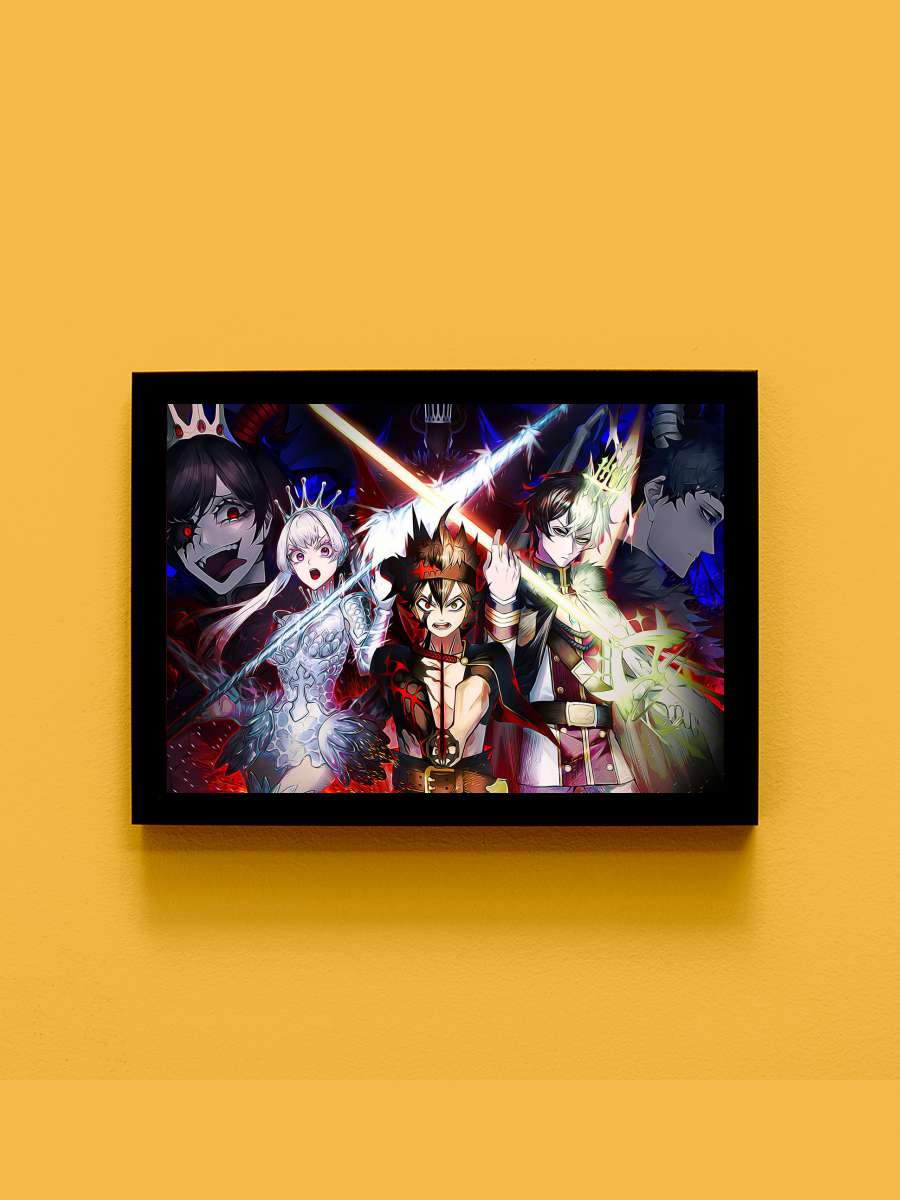 asta black clover anime Anime Tablo Siyah Çerçeveli Yüksek Kalite Anime Duvar Poster Tablo - En İyi Fiyatlarla