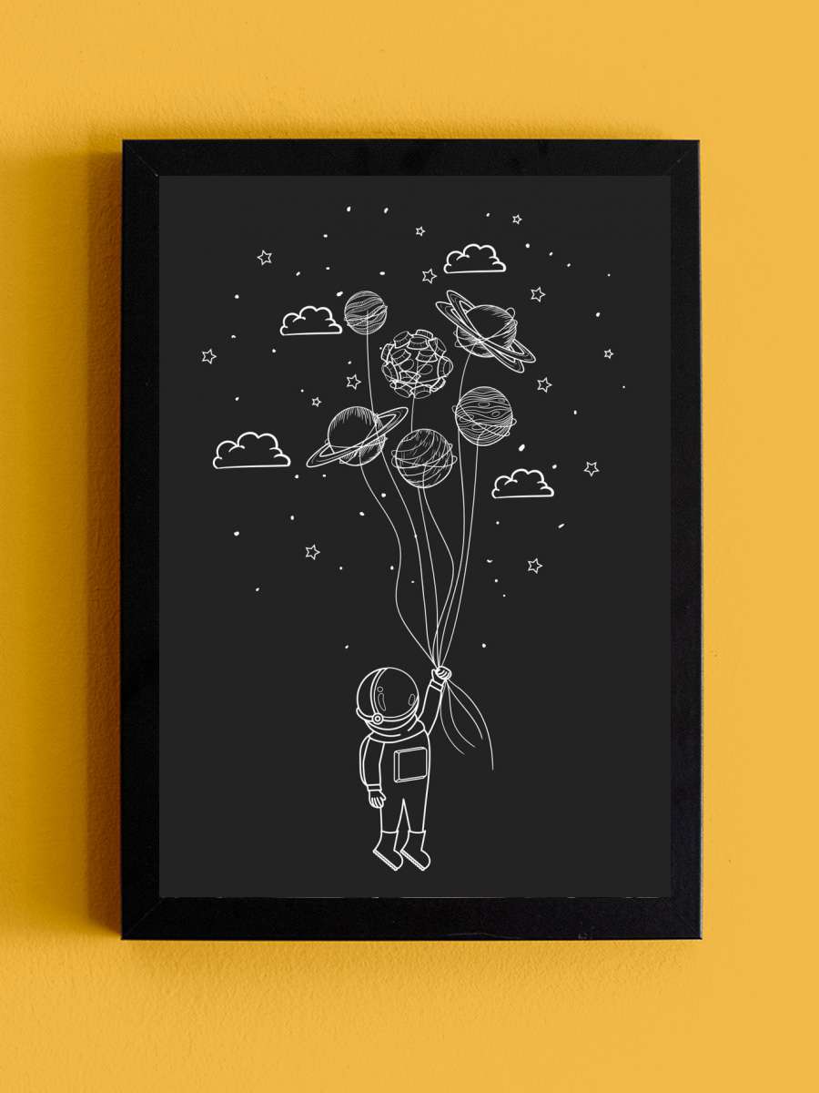 Astronaut with planets Anime Tablo Siyah Çerçeveli Yüksek Kalite Anime Duvar Poster Tablo - En İyi Fiyatlarla
