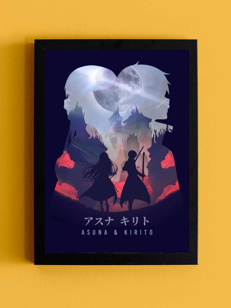 Asuna Kirito SAO Anime Anime Tablo Siyah Çerçeveli Yüksek Kalite Anime Duvar Poster Tablo - En İyi Fiyatlarla