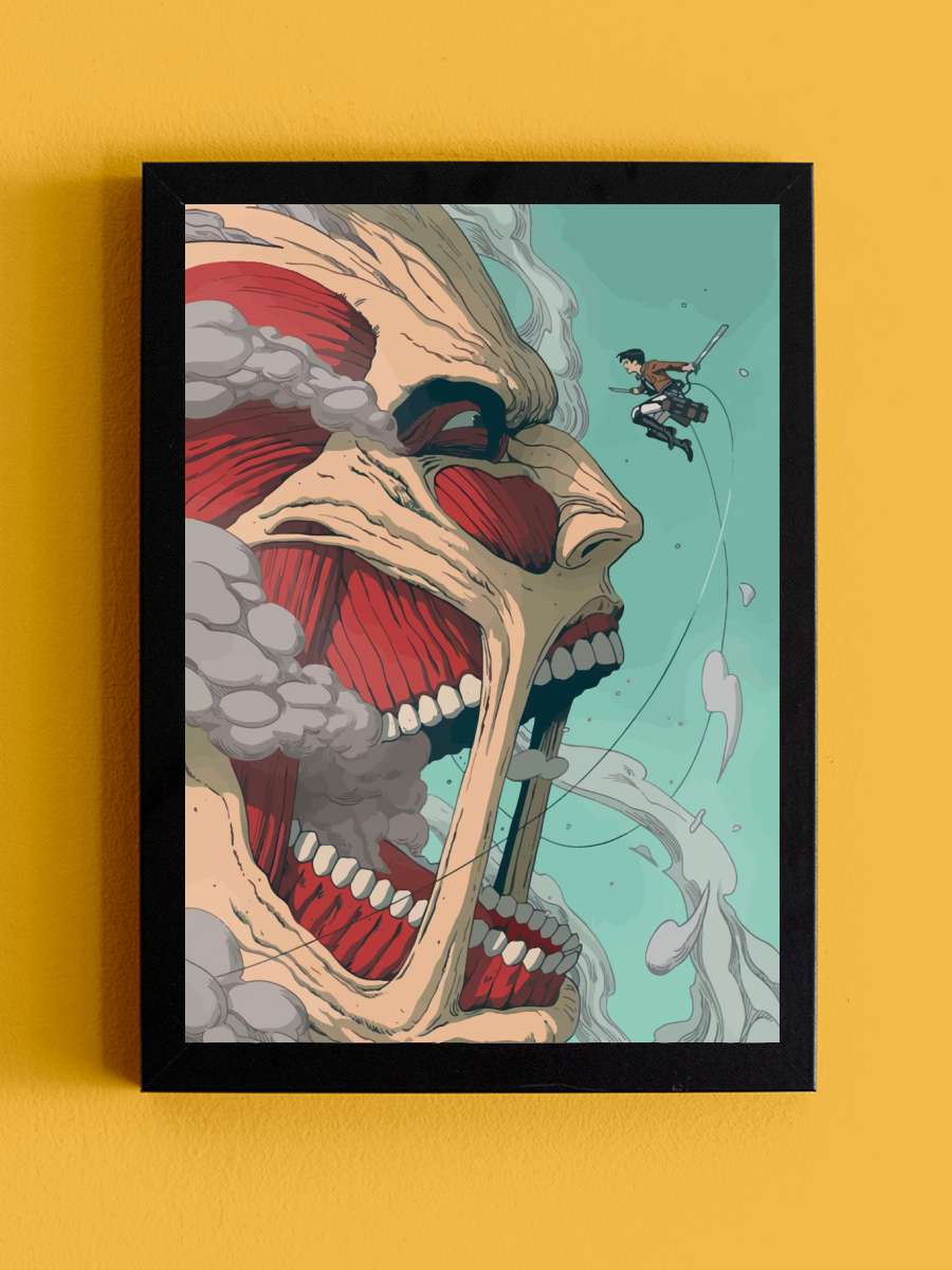Attack on Titan Anime Anime Tablo Siyah Çerçeveli Yüksek Kalite Anime Duvar Poster Tablo - En İyi Fiyatlarla