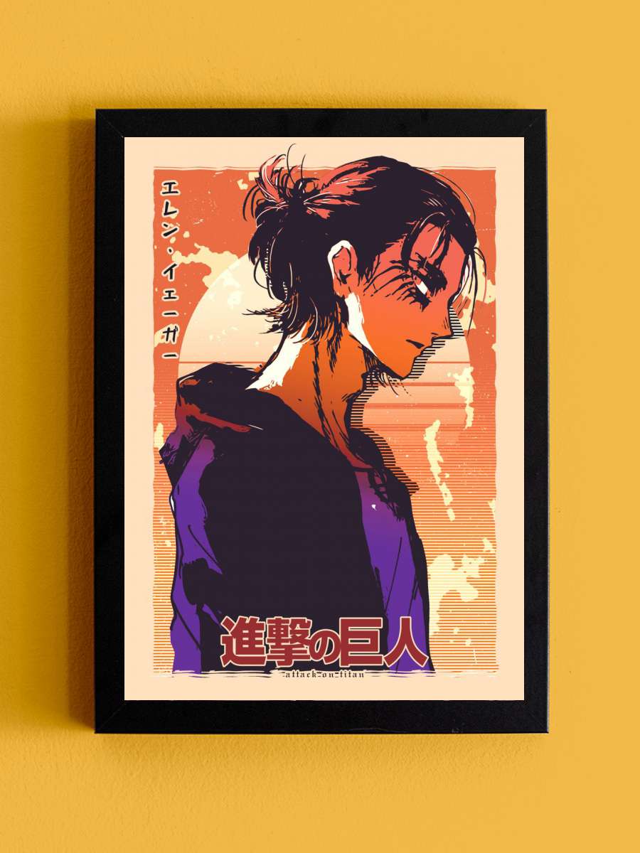 Attack on Titan Eren Anime Tablo Siyah Çerçeveli Yüksek Kalite Anime Duvar Poster Tablo - En İyi Fiyatlarla