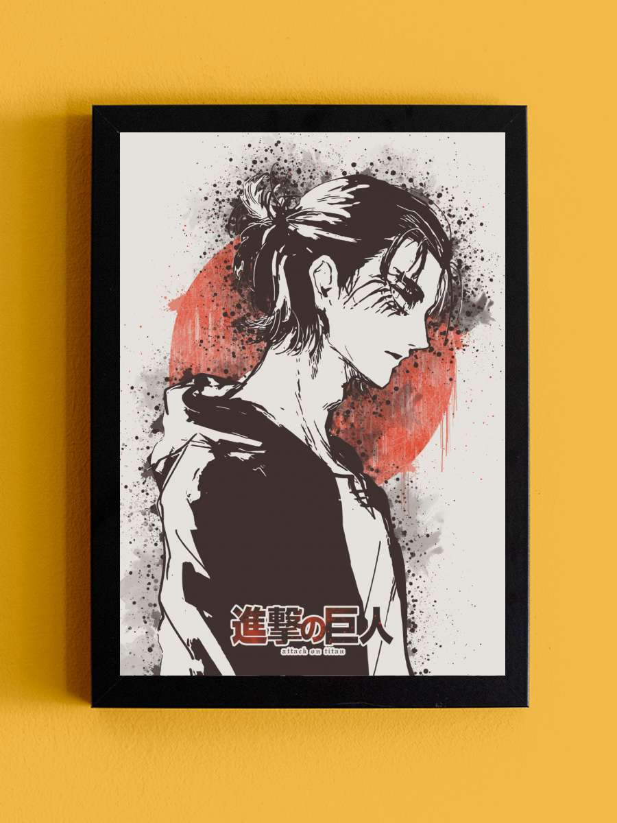 Attack On Titan Eren Anime Tablo Siyah Çerçeveli Yüksek Kalite Anime Duvar Poster Tablo - En İyi Fiyatlarla