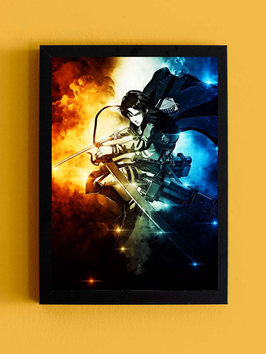 Attack on Titan Levi  Anime Tablo Siyah Çerçeveli Yüksek Kalite Anime Duvar Poster Tablo - En İyi Fiyatlarla