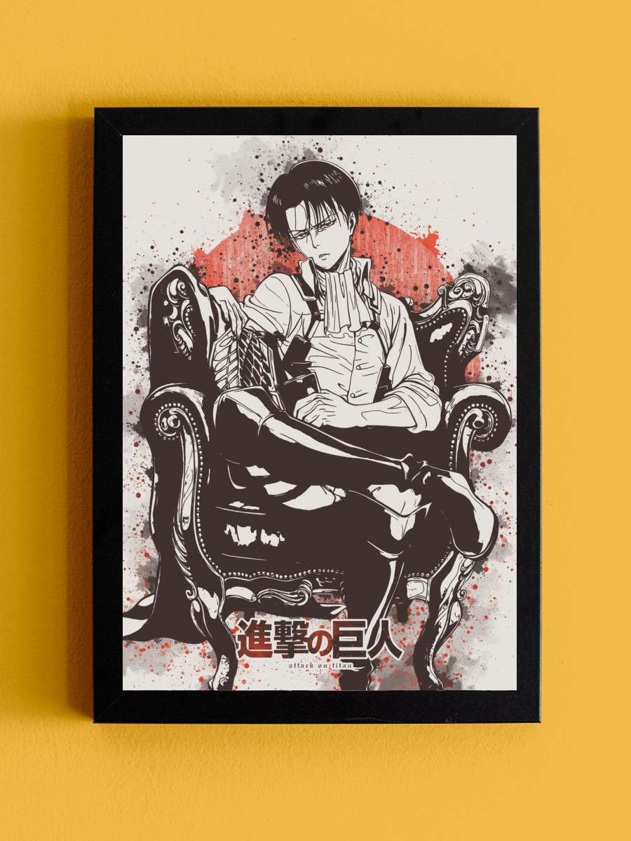 Attack On Titan Levi Anime Tablo Siyah Çerçeveli Yüksek Kalite Anime Duvar Poster Tablo - En İyi Fiyatlarla