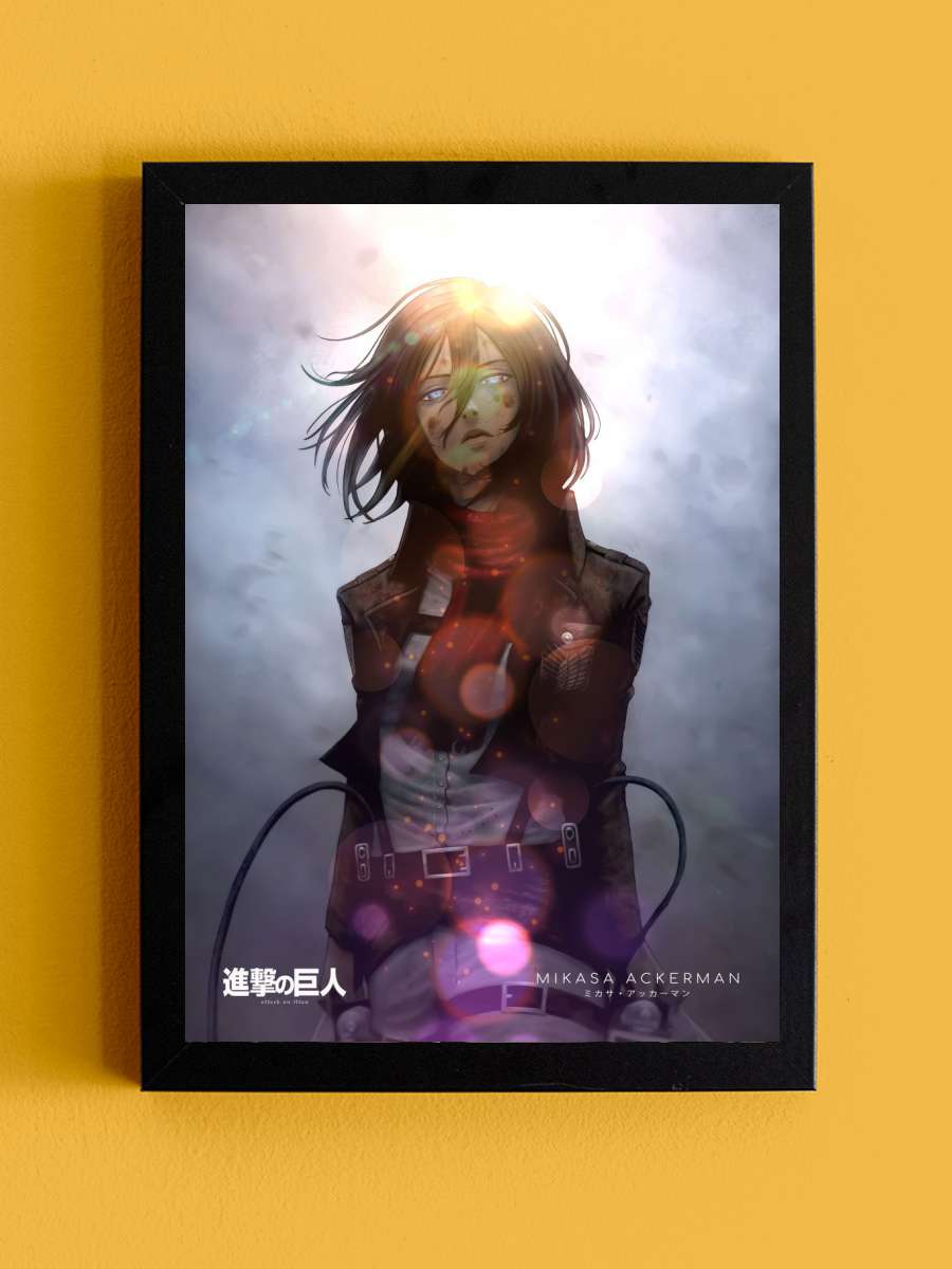 Attack on Titan Mikasa Anime Tablo Siyah Çerçeveli Yüksek Kalite Anime Duvar Poster Tablo - En İyi Fiyatlarla
