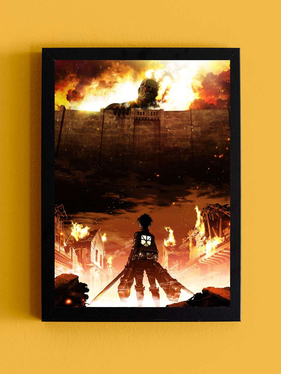 Attack on Titan Anime Tablo Siyah Çerçeveli Yüksek Kalite Anime Duvar Poster Tablo - En İyi Fiyatlarla