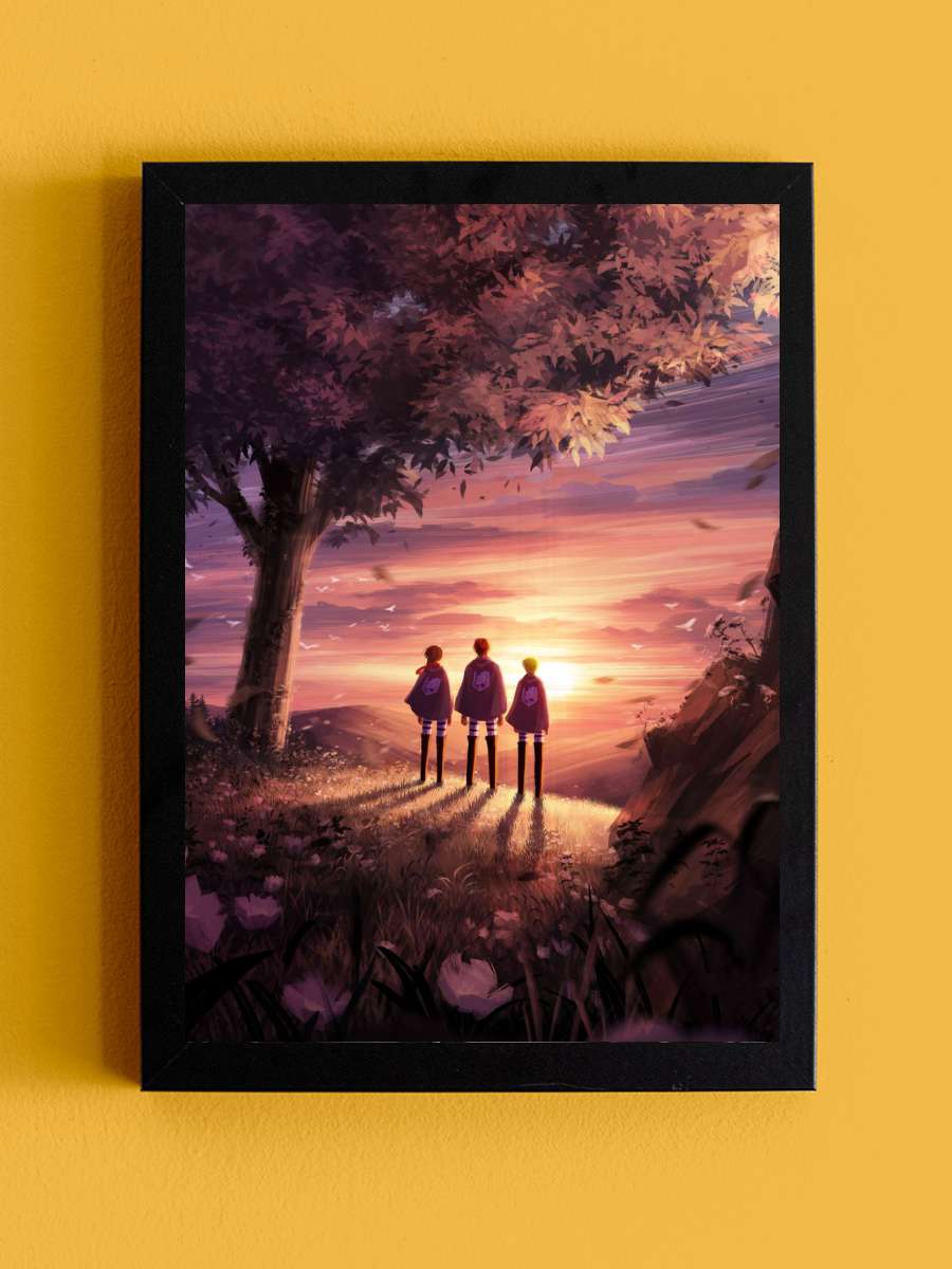 Attack on Titan Anime Tablo Siyah Çerçeveli Yüksek Kalite Anime Duvar Poster Tablo - En İyi Fiyatlarla