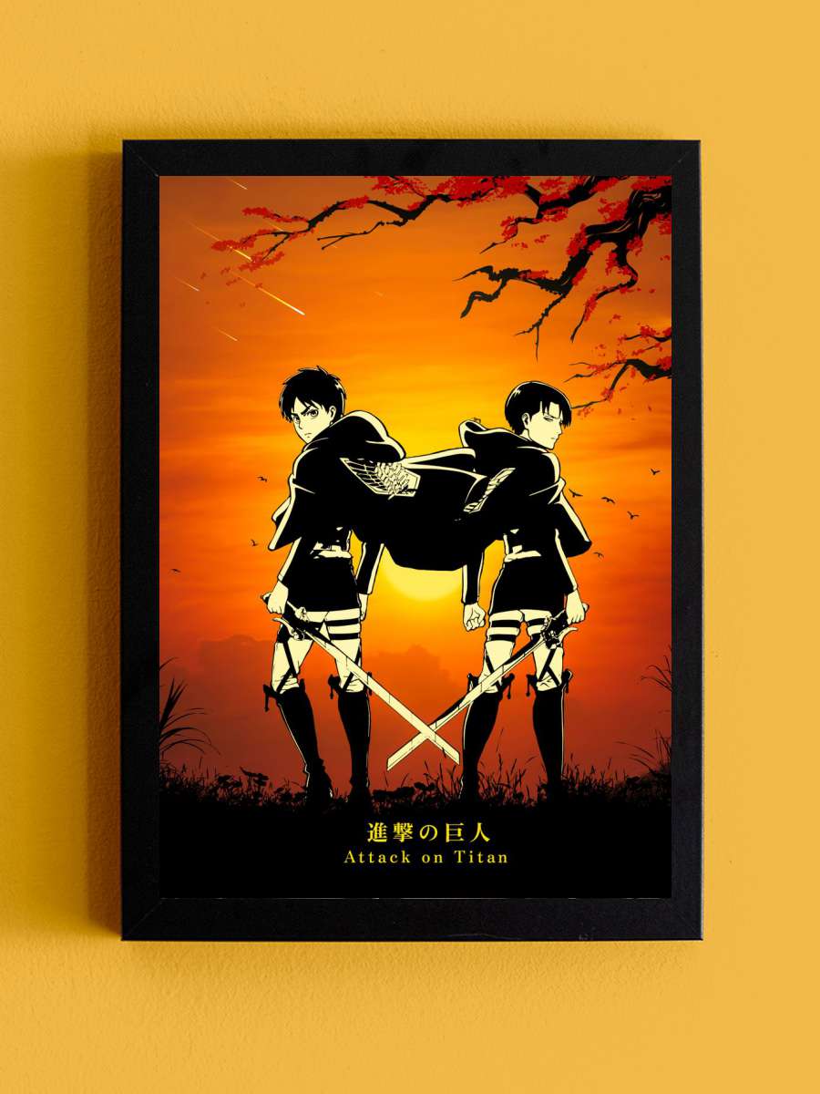 Attack On Titan Anime Tablo Siyah Çerçeveli Yüksek Kalite Anime Duvar Poster Tablo - En İyi Fiyatlarla