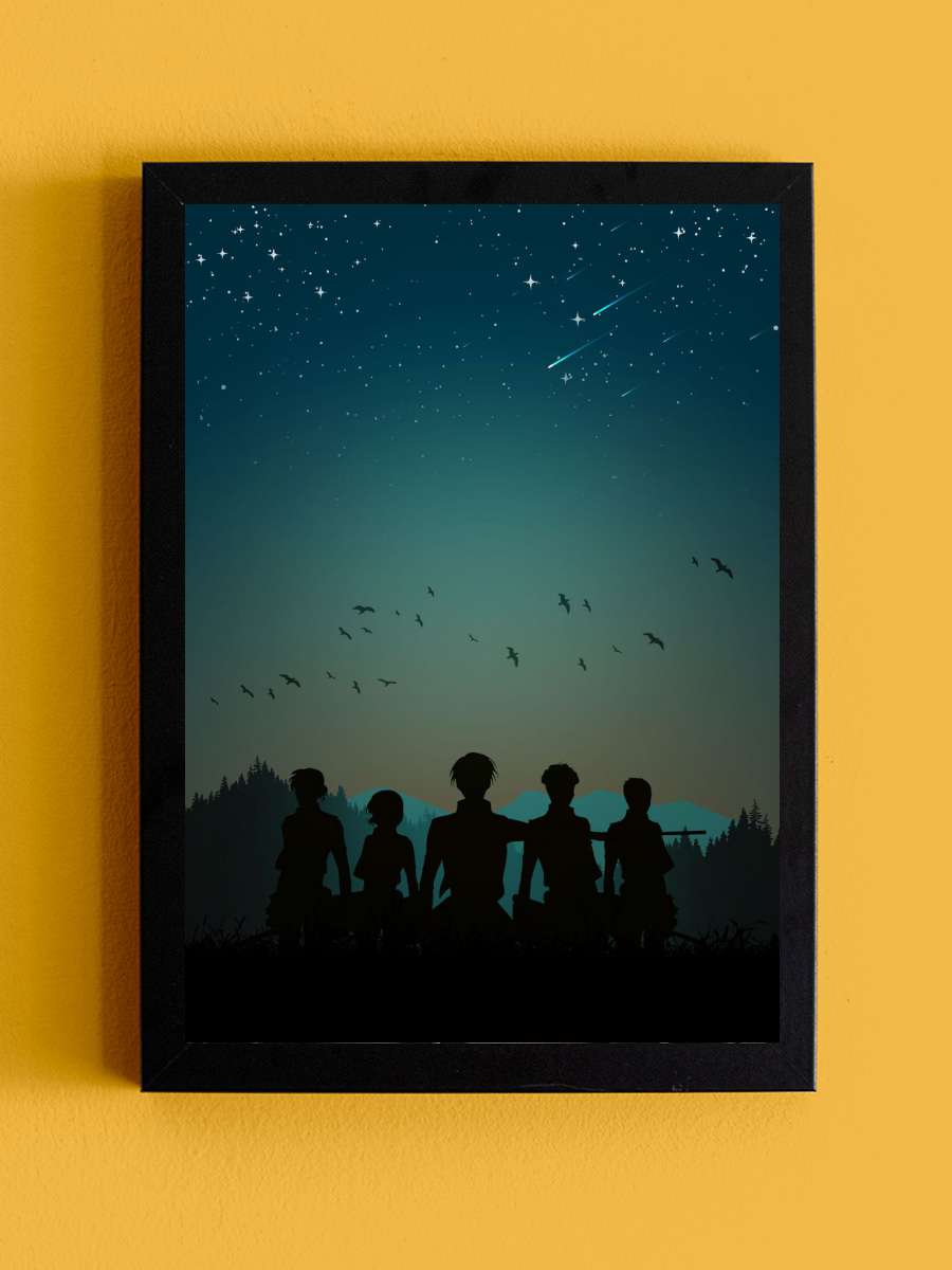 Attack on Titan Poster Anime Tablo Siyah Çerçeveli Yüksek Kalite Anime Duvar Poster Tablo - En İyi Fiyatlarla