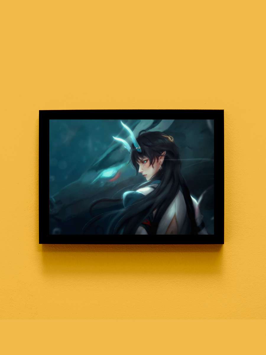 Azure Dragon Anime Tablo Siyah Çerçeveli Yüksek Kalite Anime Duvar Poster Tablo - En İyi Fiyatlarla