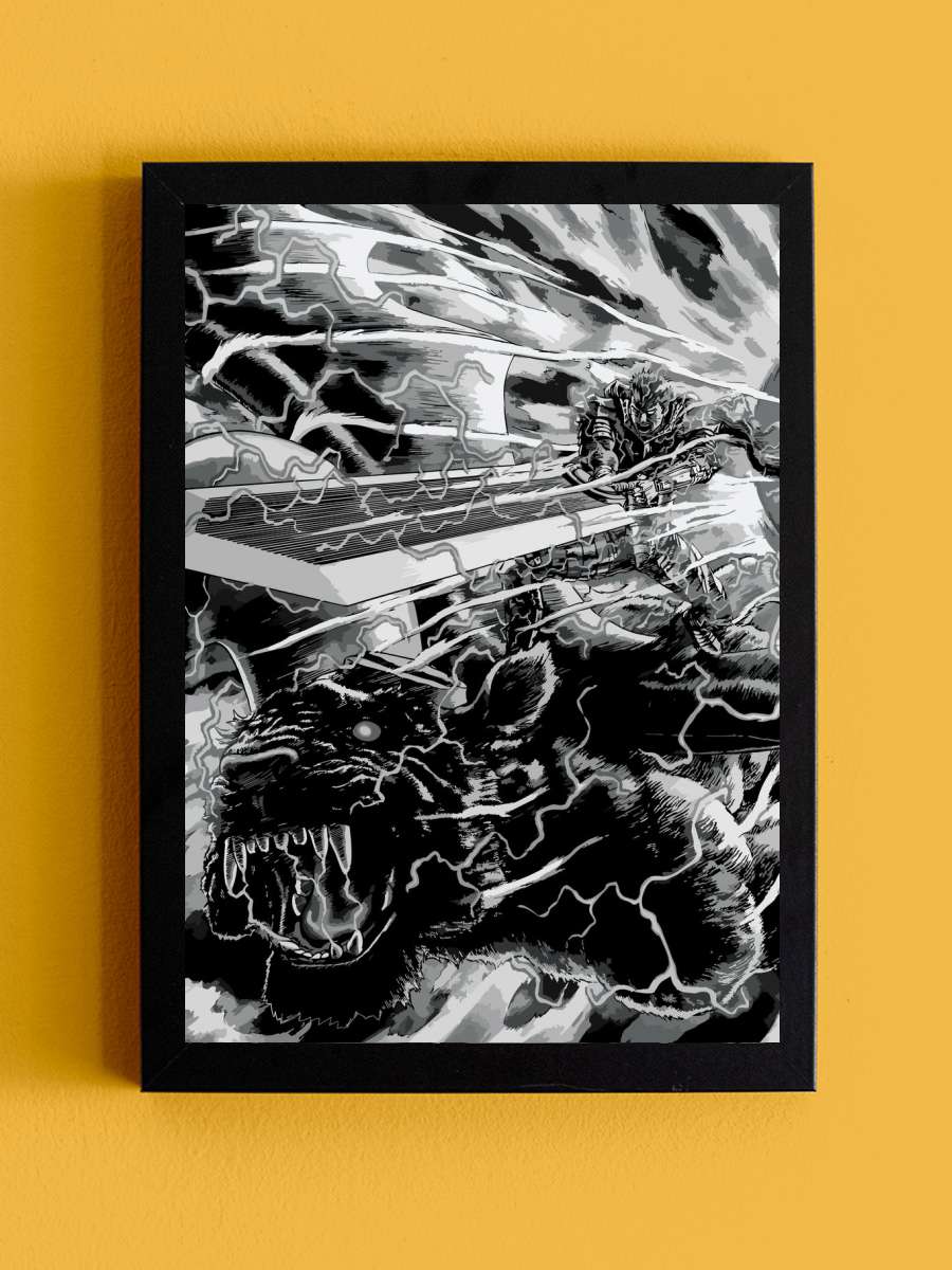 Berserk Guts Anime Tablo Siyah Çerçeveli Yüksek Kalite Anime Duvar Poster Tablo - En İyi Fiyatlarla