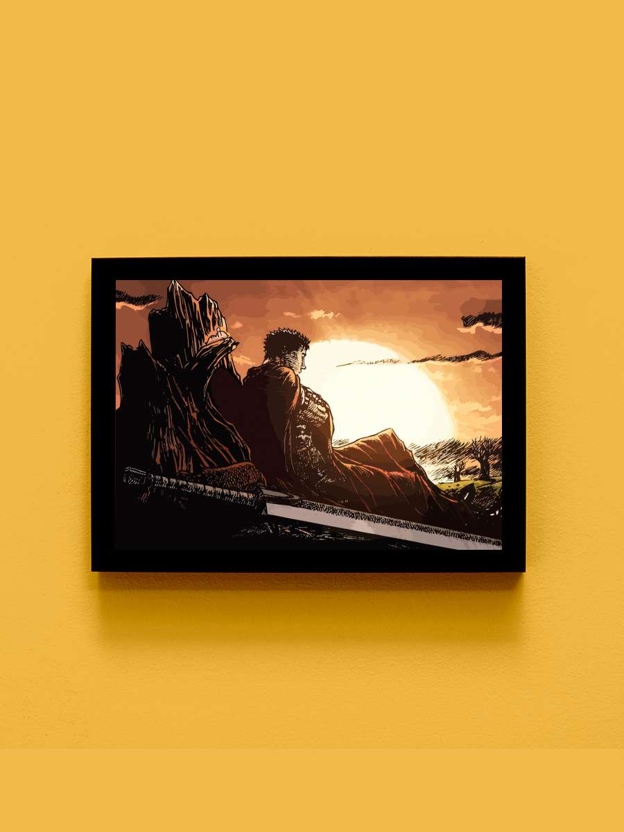 Berserk Guts Anime Tablo Siyah Çerçeveli Yüksek Kalite Anime Duvar Poster Tablo - En İyi Fiyatlarla