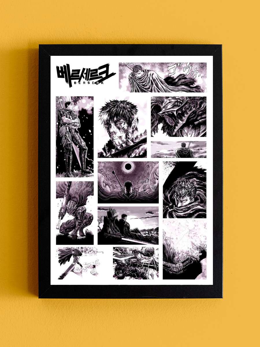 Berserk Guts Anime Tablo Siyah Çerçeveli Yüksek Kalite Anime Duvar Poster Tablo - En İyi Fiyatlarla