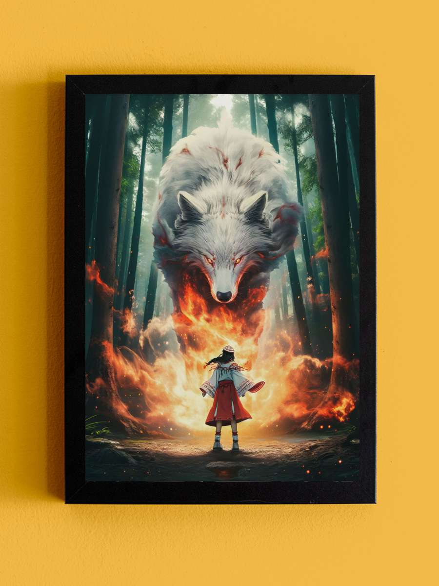 Big White Wolf Anime Tablo Siyah Çerçeveli Yüksek Kalite Anime Duvar Poster Tablo - En İyi Fiyatlarla