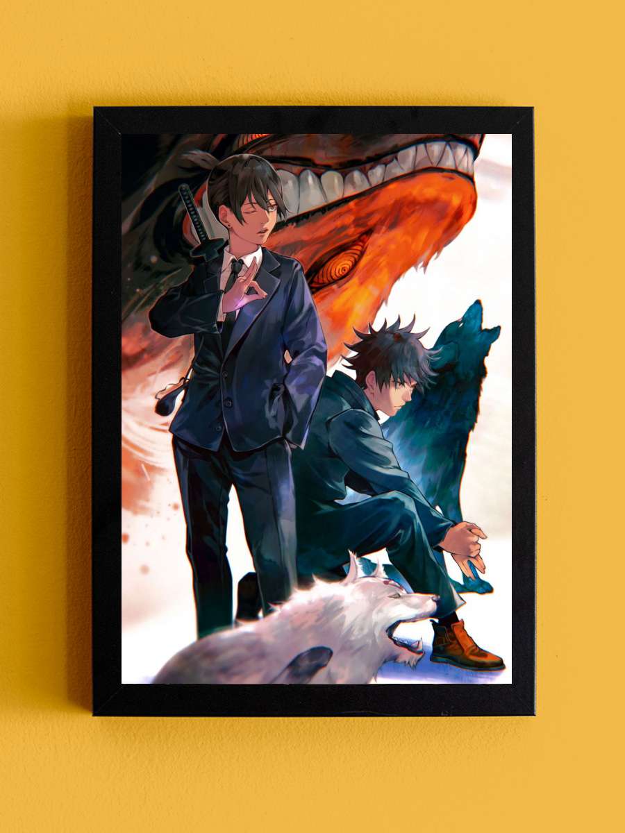 Chainsaw man Aki Anime Tablo Siyah Çerçeveli Yüksek Kalite Anime Duvar Poster Tablo - En İyi Fiyatlarla