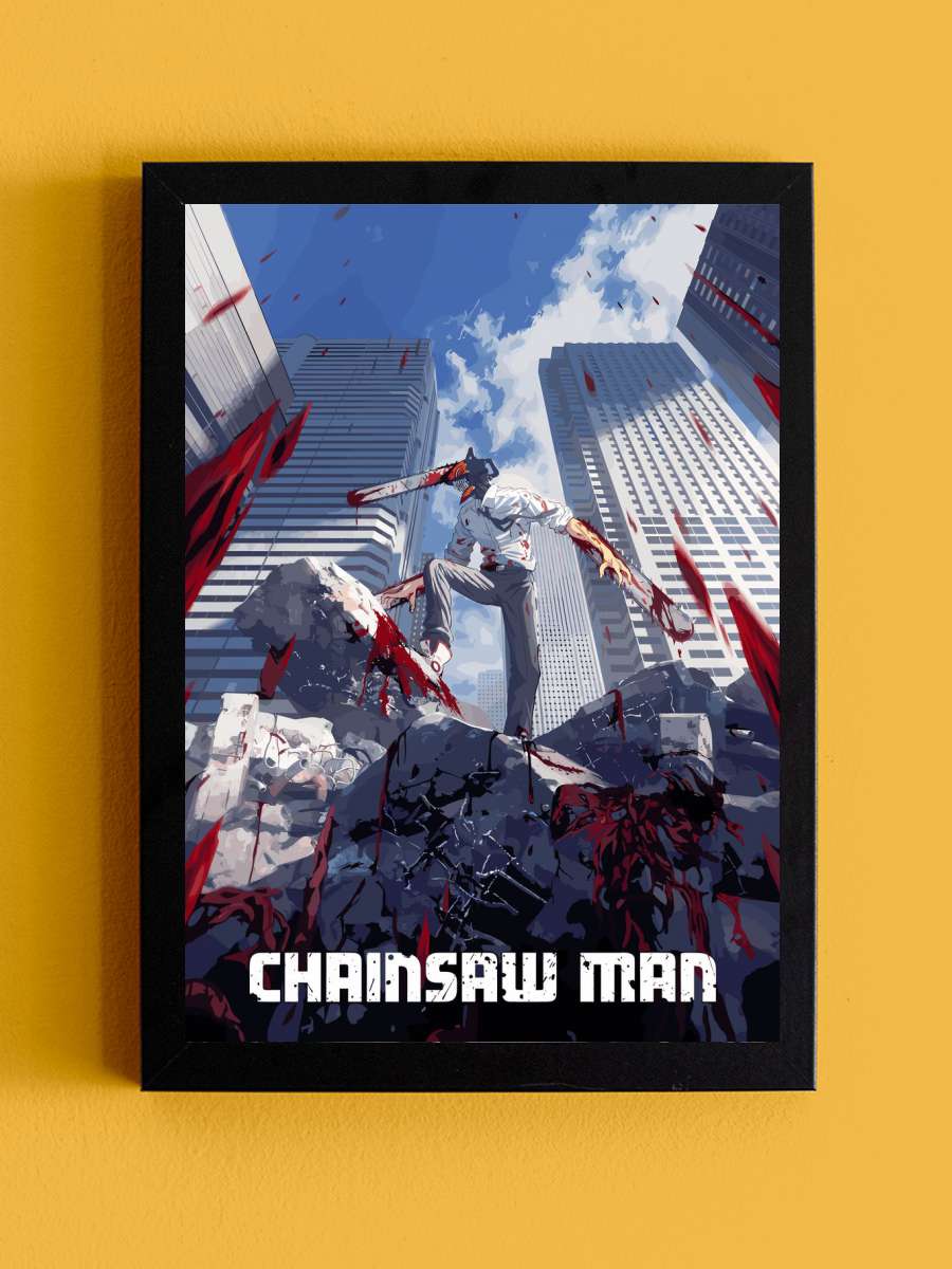 chainsaw man denji Anime Tablo Siyah Çerçeveli Yüksek Kalite Anime Duvar Poster Tablo - En İyi Fiyatlarla
