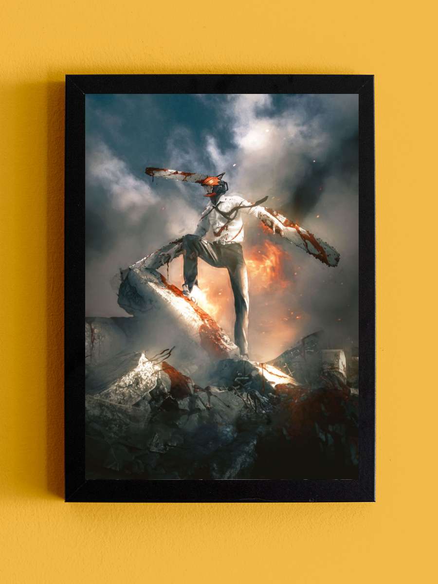Chainsaw Man Anime Tablo Siyah Çerçeveli Yüksek Kalite Anime Duvar Poster Tablo - En İyi Fiyatlarla