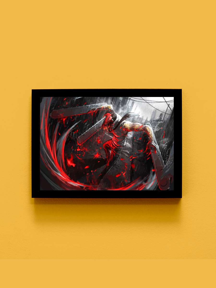 Chainsaw man Anime Tablo Siyah Çerçeveli Yüksek Kalite Anime Duvar Poster Tablo - En İyi Fiyatlarla