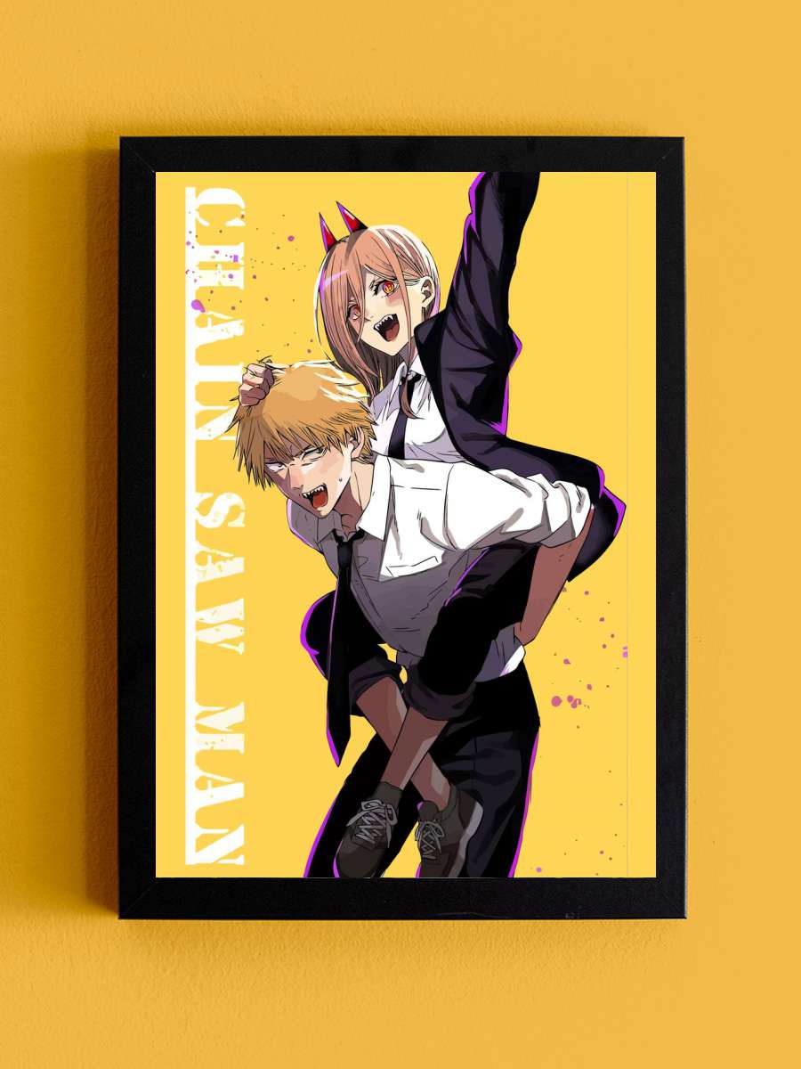 Chainsaw man Anime Tablo Siyah Çerçeveli Yüksek Kalite Anime Duvar Poster Tablo - En İyi Fiyatlarla