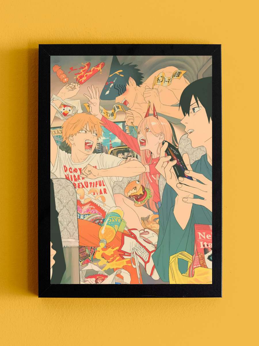 Chainsaw Man Anime Tablo Siyah Çerçeveli Yüksek Kalite Anime Duvar Poster Tablo - En İyi Fiyatlarla