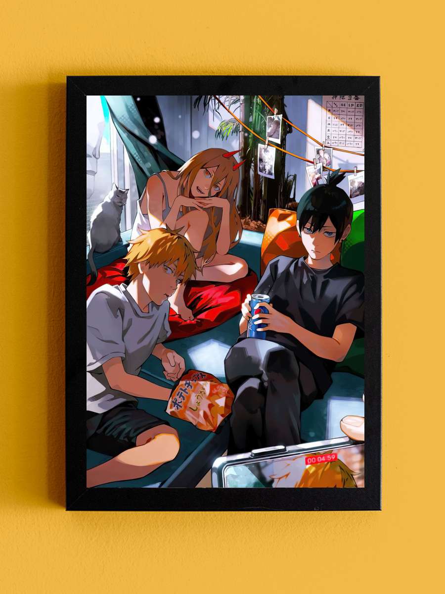 Chainsaw Man Anime Tablo Siyah Çerçeveli Yüksek Kalite Anime Duvar Poster Tablo - En İyi Fiyatlarla