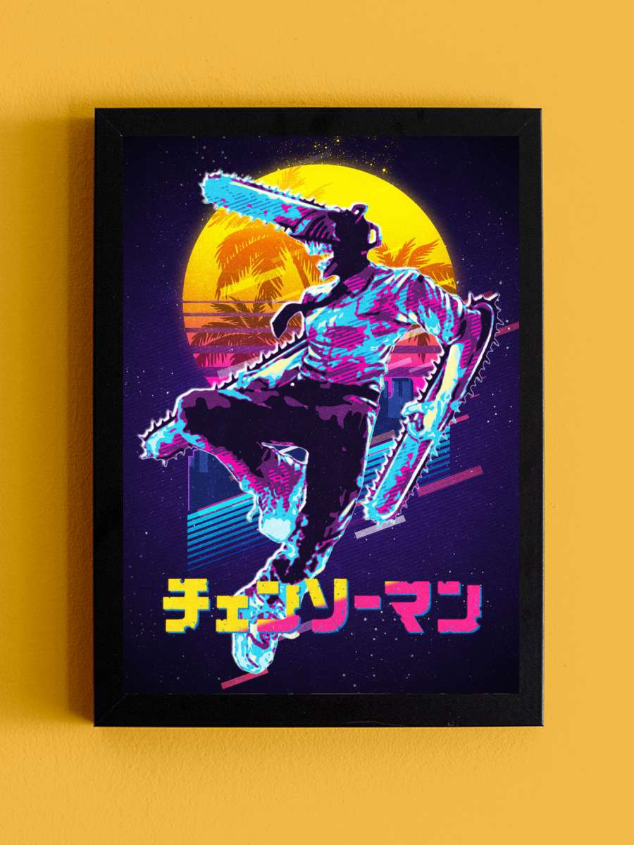 Chainsaw Man Retro Anime Tablo Siyah Çerçeveli Yüksek Kalite Anime Duvar Poster Tablo - En İyi Fiyatlarla