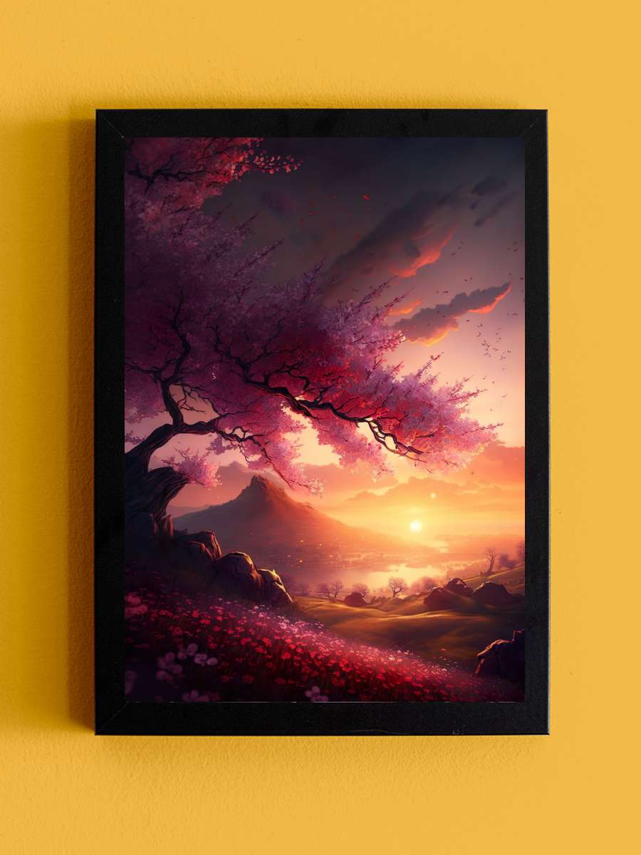 Cherry Blossom Sunrise Anime Tablo Siyah Çerçeveli Yüksek Kalite Anime Duvar Poster Tablo - En İyi Fiyatlarla