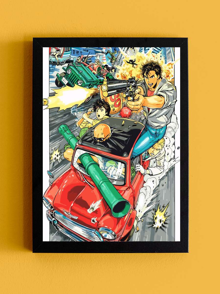 city hunter Anime Tablo Siyah Çerçeveli Yüksek Kalite Anime Duvar Poster Tablo - En İyi Fiyatlarla