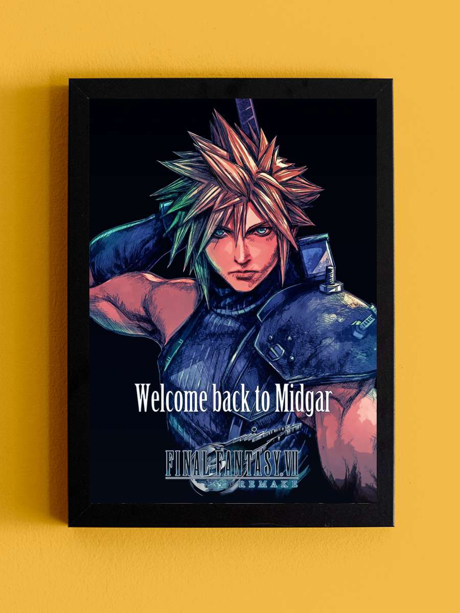 CLOUD STRIFE FINAL FANTASY Anime Tablo Siyah Çerçeveli Yüksek Kalite Anime Duvar Poster Tablo - En İyi Fiyatlarla
