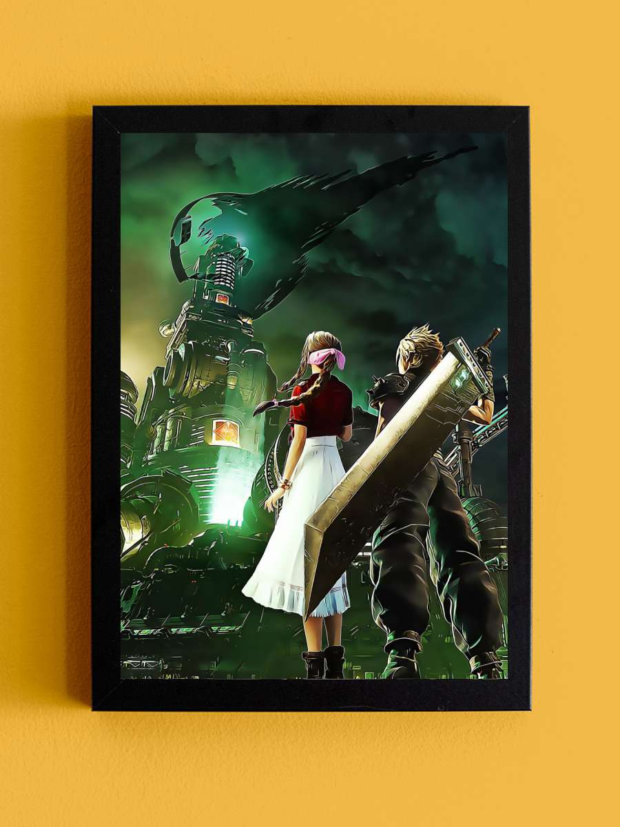 Cloud Strife Final fantasy Anime Tablo Siyah Çerçeveli Yüksek Kalite Anime Duvar Poster Tablo - En İyi Fiyatlarla