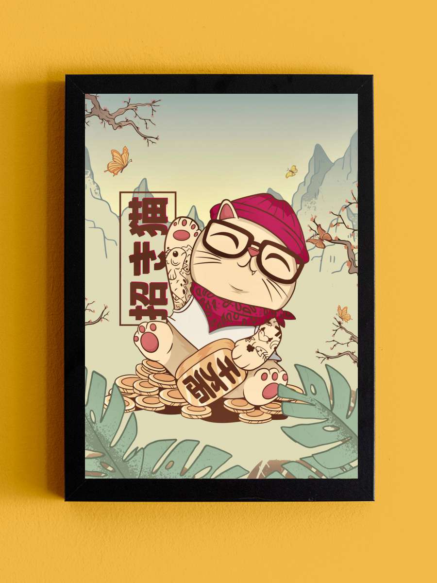 Cool maneki neko Anime Tablo Siyah Çerçeveli Yüksek Kalite Anime Duvar Poster Tablo - En İyi Fiyatlarla