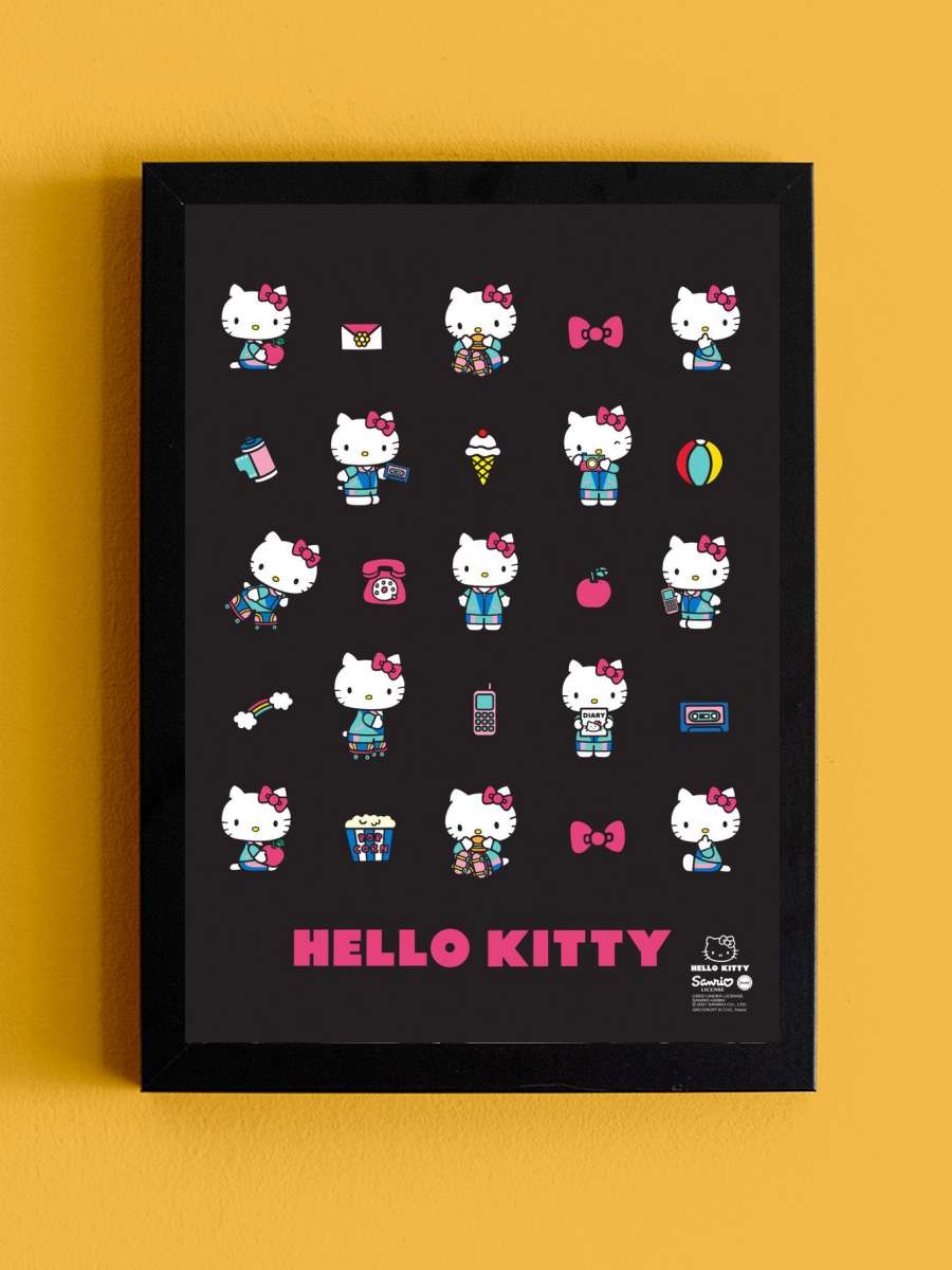 Cute Black Pattern Anime Tablo Siyah Çerçeveli Yüksek Kalite Anime Duvar Poster Tablo - En İyi Fiyatlarla