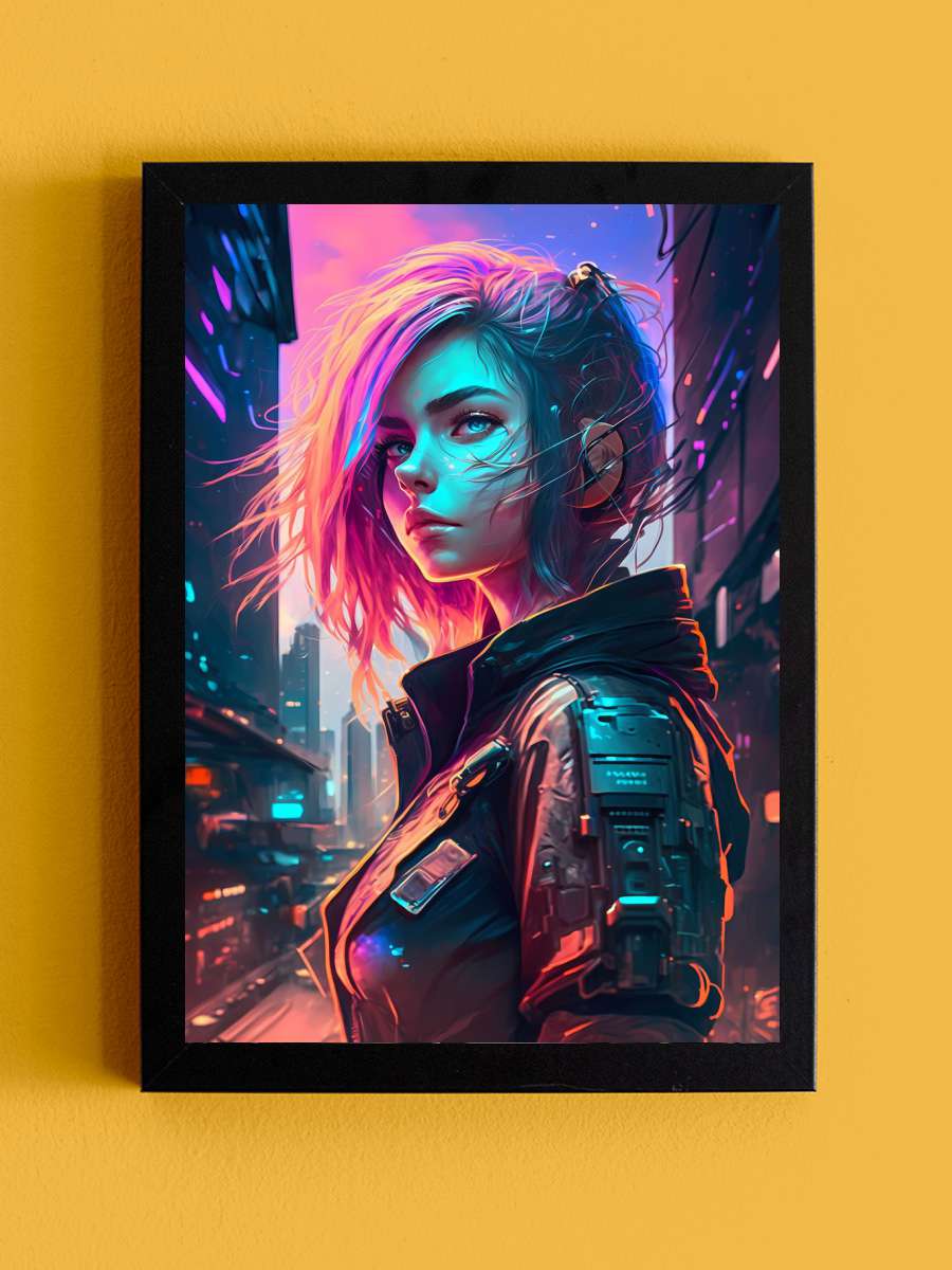 Cyberpunk Steampunk Neon Anime Tablo Siyah Çerçeveli Yüksek Kalite Anime Duvar Poster Tablo - En İyi Fiyatlarla