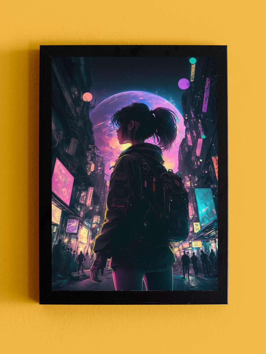 Cyberpunk Steampunk Neon Anime Tablo Siyah Çerçeveli Yüksek Kalite Anime Duvar Poster Tablo - En İyi Fiyatlarla