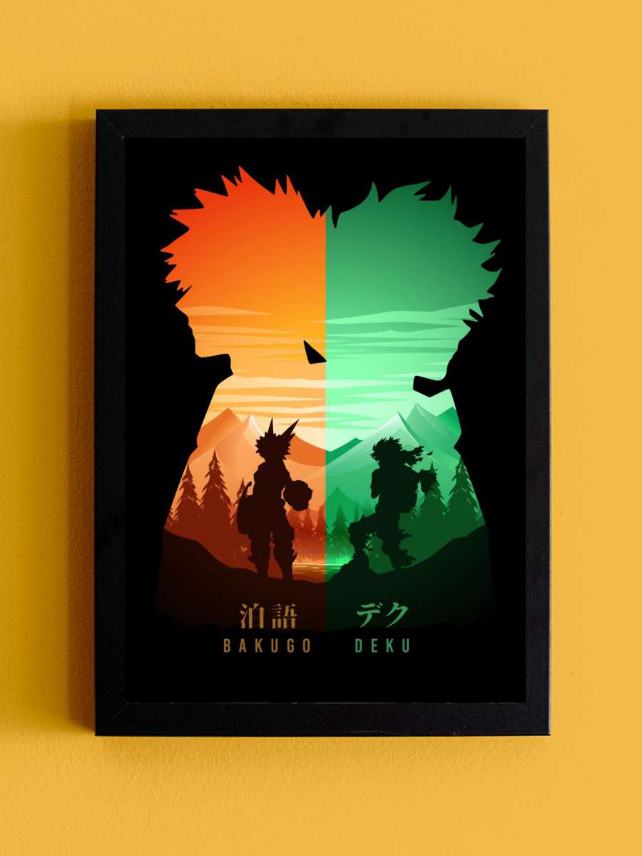 Deku Bakugo My Hero Anime Anime Tablo Siyah Çerçeveli Yüksek Kalite Anime Duvar Poster Tablo - En İyi Fiyatlarla