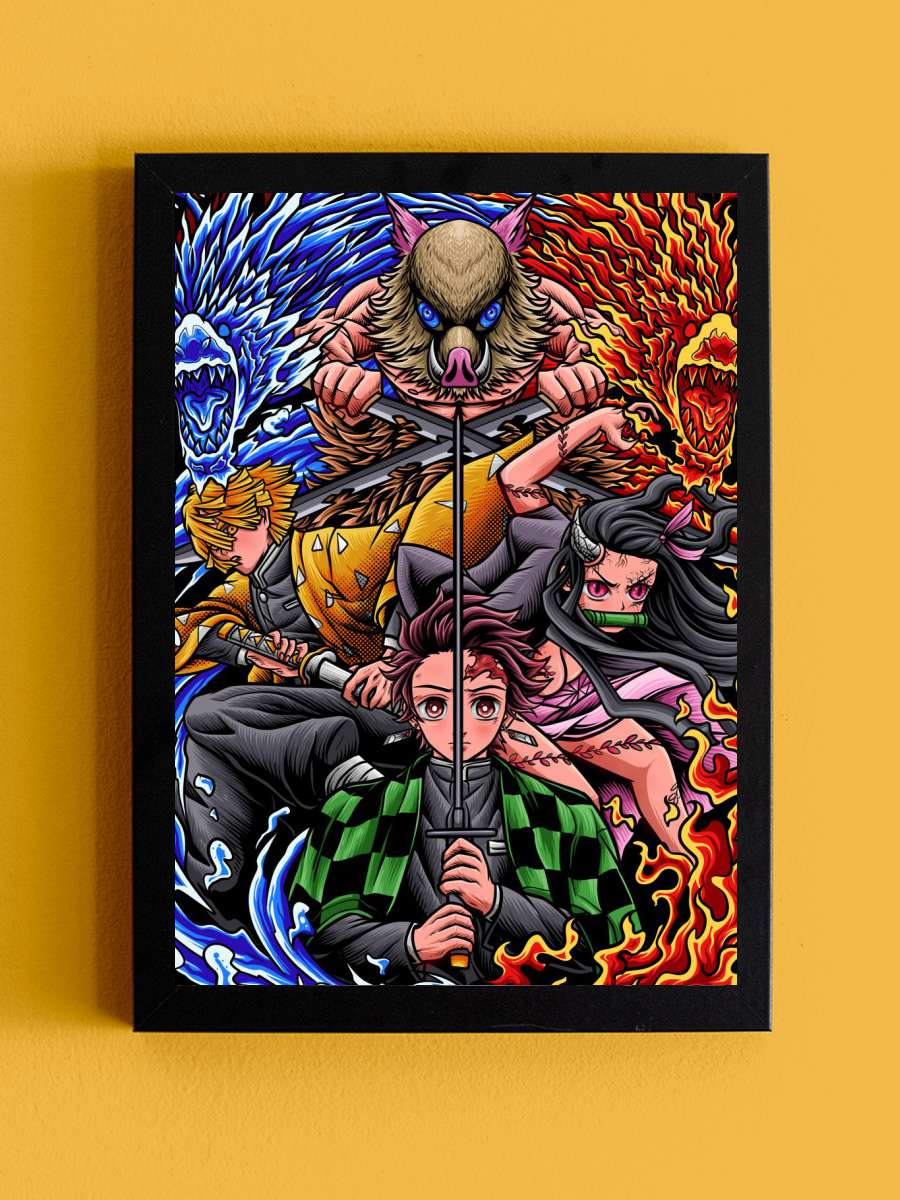 demon hunter team Anime Tablo Siyah Çerçeveli Yüksek Kalite Anime Duvar Poster Tablo - En İyi Fiyatlarla