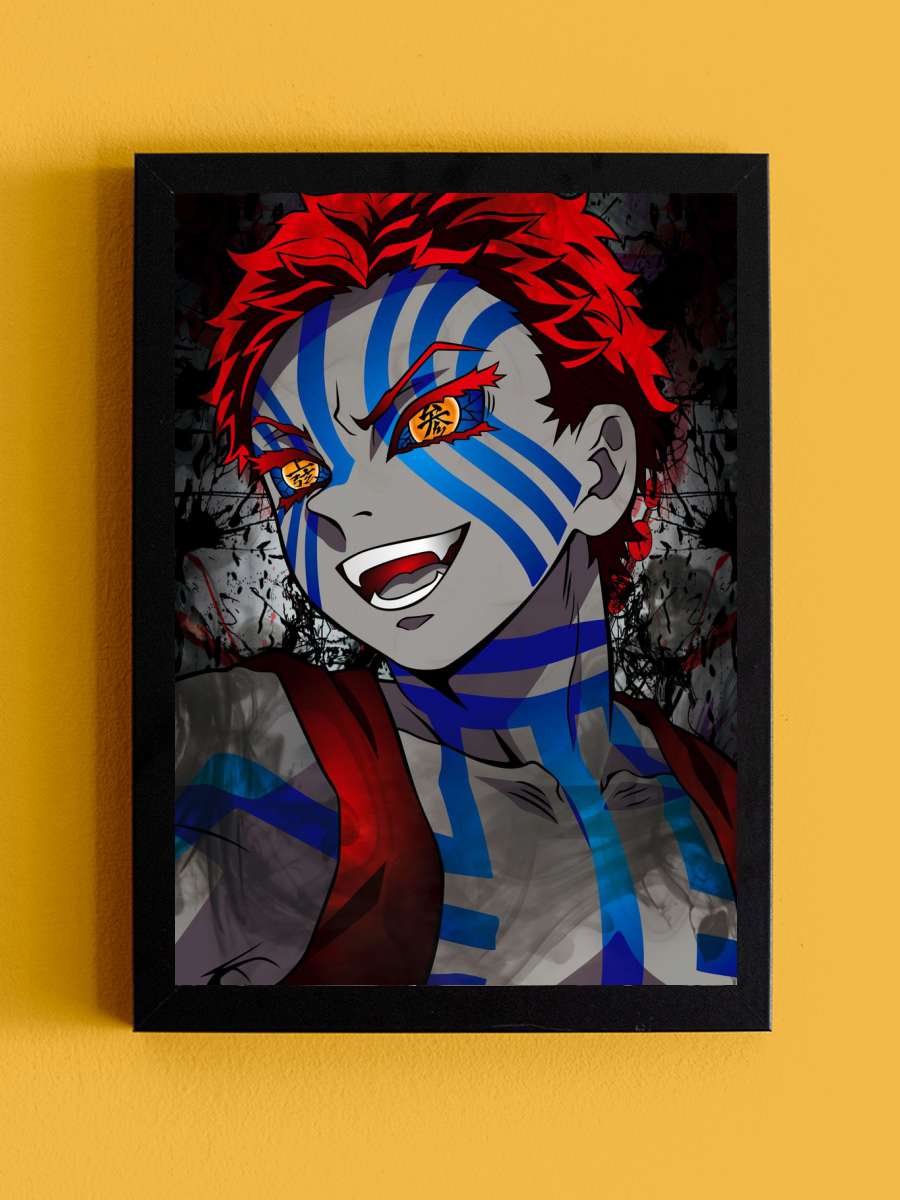 Demon Slayer Akaza Anime Tablo Siyah Çerçeveli Yüksek Kalite Anime Duvar Poster Tablo - En İyi Fiyatlarla