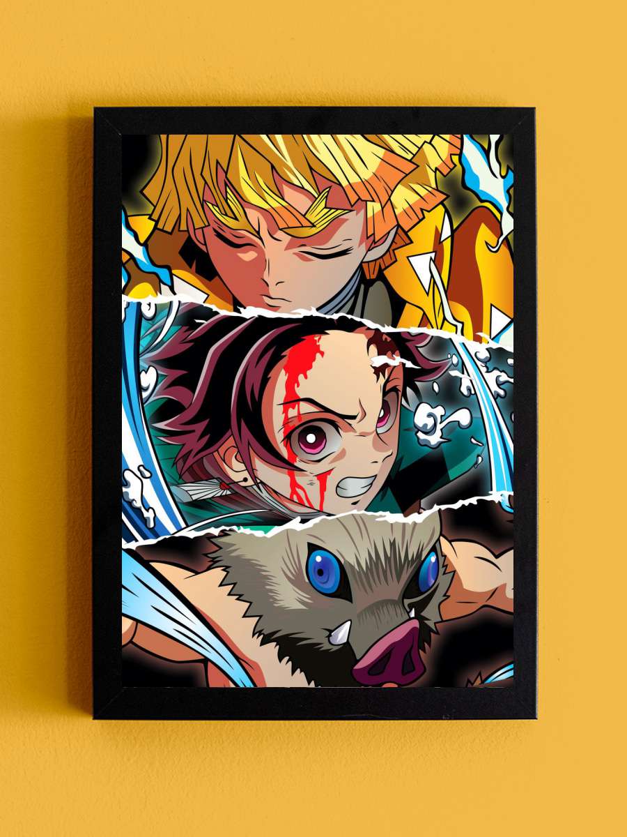 Demon Slayer Anime Eyes Anime Tablo Siyah Çerçeveli Yüksek Kalite Anime Duvar Poster Tablo - En İyi Fiyatlarla