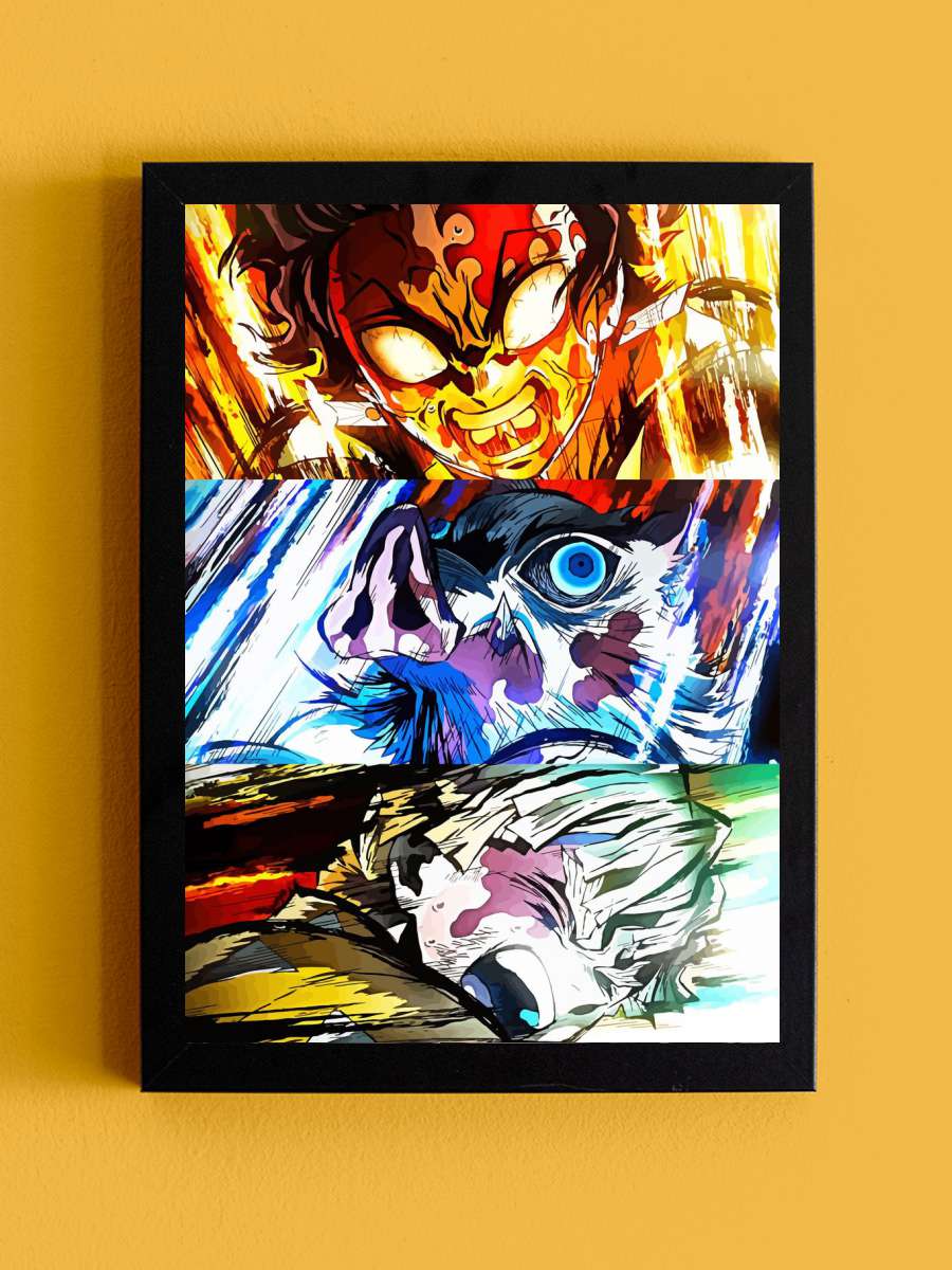 Demon Slayer Art Anime Tablo Siyah Çerçeveli Yüksek Kalite Anime Duvar Poster Tablo - En İyi Fiyatlarla