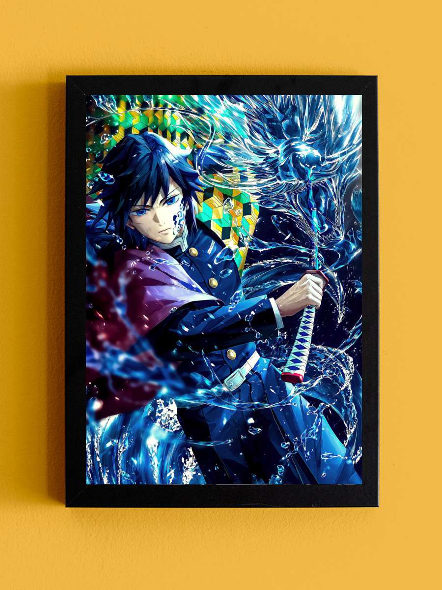 Demon Slayer Giyu Tomioka Anime Tablo Siyah Çerçeveli Yüksek Kalite Anime Duvar Poster Tablo - En İyi Fiyatlarla