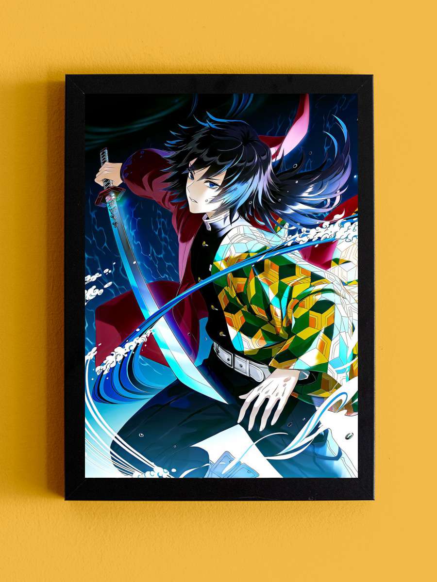 Demon Slayer Giyu Tomioka Anime Tablo Siyah Çerçeveli Yüksek Kalite Anime Duvar Poster Tablo - En İyi Fiyatlarla