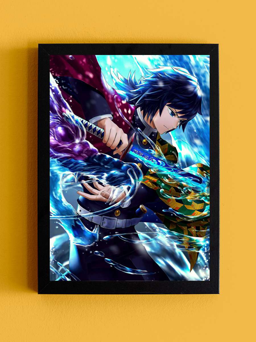 Demon Slayer Giyu Tomioka Anime Tablo Siyah Çerçeveli Yüksek Kalite Anime Duvar Poster Tablo - En İyi Fiyatlarla